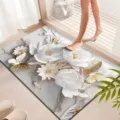 Luxe 3D bloemen badmat, absorberende zachte diatomeeënaarde antislip mat voor thuis. - Badkamer Luxe Bloemen 24