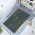 Alfombra de baño de tierra de diatomeas engrosada con base antideslizante, diseño floral. - Diatomita-3