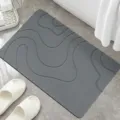 Alfombra de baño de tierra de diatomeas suave, estera de piso absorbente antideslizante. - 40x60cm (Diatomea Mejorada) / Líneas Grises