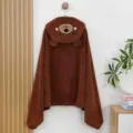 Cute animal hooded baby bath towel wearable infant cloak soft absorbent bathing robe - 70*140cm / Brown