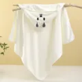 White coral fleece baby hooded towel cute animal embroidery newborn cloak winter bath robe - 80*80cm / 3D Ear White
