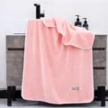 Asciugamano da bagno in pile corallo rosa con bordo bianco, morbido, assorbente e molto confortevole. - 90*180cm / Rosa