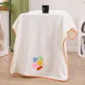 Coral fleece towel thickened soft absorbent bath towel with colorful embroidery trim - 35*75cm / White