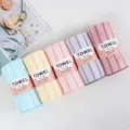 5-Pack Coral Fleece Face Towels Soft Absorbent Daily Bath Towels with Paper Belly Band - 35x75cm