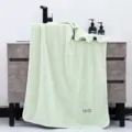 Morbido e soffice telo da bagno in pile di corallo assorbente con bordo bianco. - 90*180cm / Verde