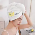 Witte microvezel haar droogmuts met schattige vos borduurwerk, sneldrogende handdoek. - 25x65cm / Beige