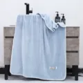 Morbido e spesso telo bagno in pile corallo azzurro con bordo bianco per uso quotidiano - 90*180cm / Blu