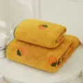 Coral fleece embroidered towel set yellow strawberry home bath towel soft absorbent hotel guest - Towel 35*75cm / Yellow