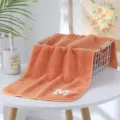 Thickened coral fleece towel with letter embroidery, soft and absorbent home bath towel. - Towel 35*75cm / Orange