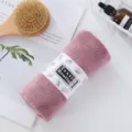 Coral fleece soft absorbent face towel with elegant waist band, fluffy and comfortable daily home use. - Dusty Pink