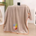 Thickened coral fleece towel featuring colorful embroidery and stylish bright orange borders. - 35*75cm / Khaki