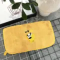 Yellow coral fleece towel featuring a cute panda embroidery and text. Soft and useful. - Yellow