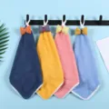 Absorbent thickened coral velvet hanging hand towel with cute bow for kitchen or bathroom. - Bowknot Style Mixed Colors / 30x30cm
