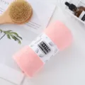 Solid pink coral fleece towel with belly band, soft and absorbent for daily bath use - Pink