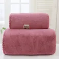 Pink coral fleece towel set, thick and super absorbent bath towel and face towel for home use. - Towel 35*75cm / Dusty Pink