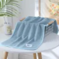 Thickened coral fleece towel in blue with letter G embroidery, soft and absorbent bath towel. - Towel 35*75cm / Light Blue