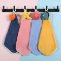 Cute cartoon hanging hand towel, thickened coral velvet super absorbent kitchen bathroom towel. - Doll Style Mixed Colors / 30x30cm