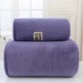 Thick coral fleece purple towel and bath towel set, soft absorbent home face towel variant. - Towel 35*75cm / Purple