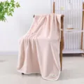 Plain Coral Fleece Bath Towel Soft Absorbent Cream Piped Large Beach Towel Cozy - 70*140cm / Brown