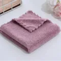 Serviette carrée douce en polaire corail violet uni, mini chiffon facial très absorbant. - Vieux rose