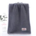 Gray coral fleece hanging hand towel with white trim and soft touch for bathroom kitchen. - Gray