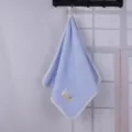 Soft coral fleece hanging towel with white piped edges for daily face washing and wiping. - Sky Blue