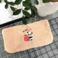 Solid coral fleece towel cute panda embroidery face towel soft absorbent bath towel - Pink