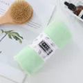 Green coral fleece soft absorbent face towel with belly band, fluffy solid color minimalist style. - Green