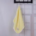 Yellow coral fleece face towel soft absorbent bathroom towel plain design daily use 1pc - Light Yellow