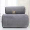 Graues Korallenfleece Handtuch Set Verdickt Weich Saugfähig Gesichts- und Badetuch - Grau