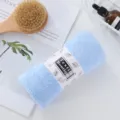 High density coral fleece absorbent soft solid color face towel with elegant belly band - Sky Blue