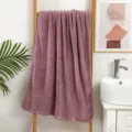 Serviette de bain en polaire corail gaufrée unie, douce, épaisse et absorbante pour usage quotidien. - Violet Pâte de Haricot / 70*140cm