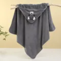 Grey coral fleece hooded baby towel, cute animal ear design infant cloak and bath robe variant. - 80*80cm / 3D Ear Gray
