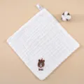Soft six-layer gauze baby square towel with cute bear embroidery and pure cotton fabric. - 30*30cm / Teddy Bear