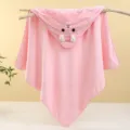 Serviette de bain à capuche rose pour bébé, couverture enveloppante en polaire corail douce. - 80*80cm / Oreilles 3D - Rose