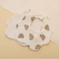 Cute cotton baby bib with 360 degree rotating design and lovely bear print, soft and breathable. - Bear