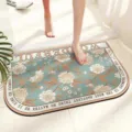 Vintage floral bath mat absorbent quick drying non slip bathroom floor mat pattern - Rounded Corner Garden Roses