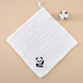 Six-layer gauze baby square towel with cute panda embroidery, soft cotton face washcloth. - Red Panda