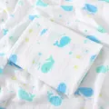 Soft cotton muslin baby swaddle blanket with cute blue whale print, lightweight newborn wrap. - 110X110CM / Dolphin