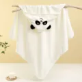 Soft coral fleece baby hooded bath towel with cute panda embroidery for newborns and infants. - 80*80cm / White Panda