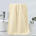 Striped coral fleece facial towel, soft and highly absorbent face towel for daily use. - 35*75cm Towel / Yellow