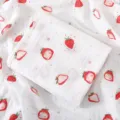 Double layer cotton gauze baby swaddle blanket with cute cartoon strawberry print newborn bath towel - 110X110CM / Smiling Strawberry