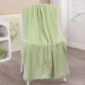 Green embroidered flower bath towel, soft absorbent cotton towel for daily home use. - 35*75cm / Green