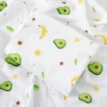 Double layer cotton gauze baby swaddle blanket cartoon avocado print newborn infant bath towel - 110X110CM / Avocado