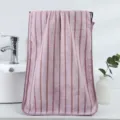 Soft coral fleece facial towel with vertical stripes, absorbent daily face towel in pink. - 35*75cm Towel / Purple