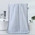 Soft vertical stripe face towel, highly absorbent coral fleece daily facial towel for dorm use. - 35*75cm Towel / Gray