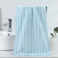 Light blue striped face towel, soft coral fleece absorbent towel for daily home use. - Blue