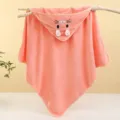 Pink baby hooded towel soft coral fleece cute animal ears newborn bath cloak blanket - 80*80cm / 3D Ear Orange