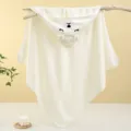 Baby hooded towel coral fleece infant swaddle cute bear design warm winter blanket cloak - 80*80cm / Closed Eyes White