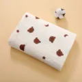Cute cartoon bear printed cotton gauze swaddle blanket for newborn baby bath and daily use. - 100x100cm / Crpe Moon Bear